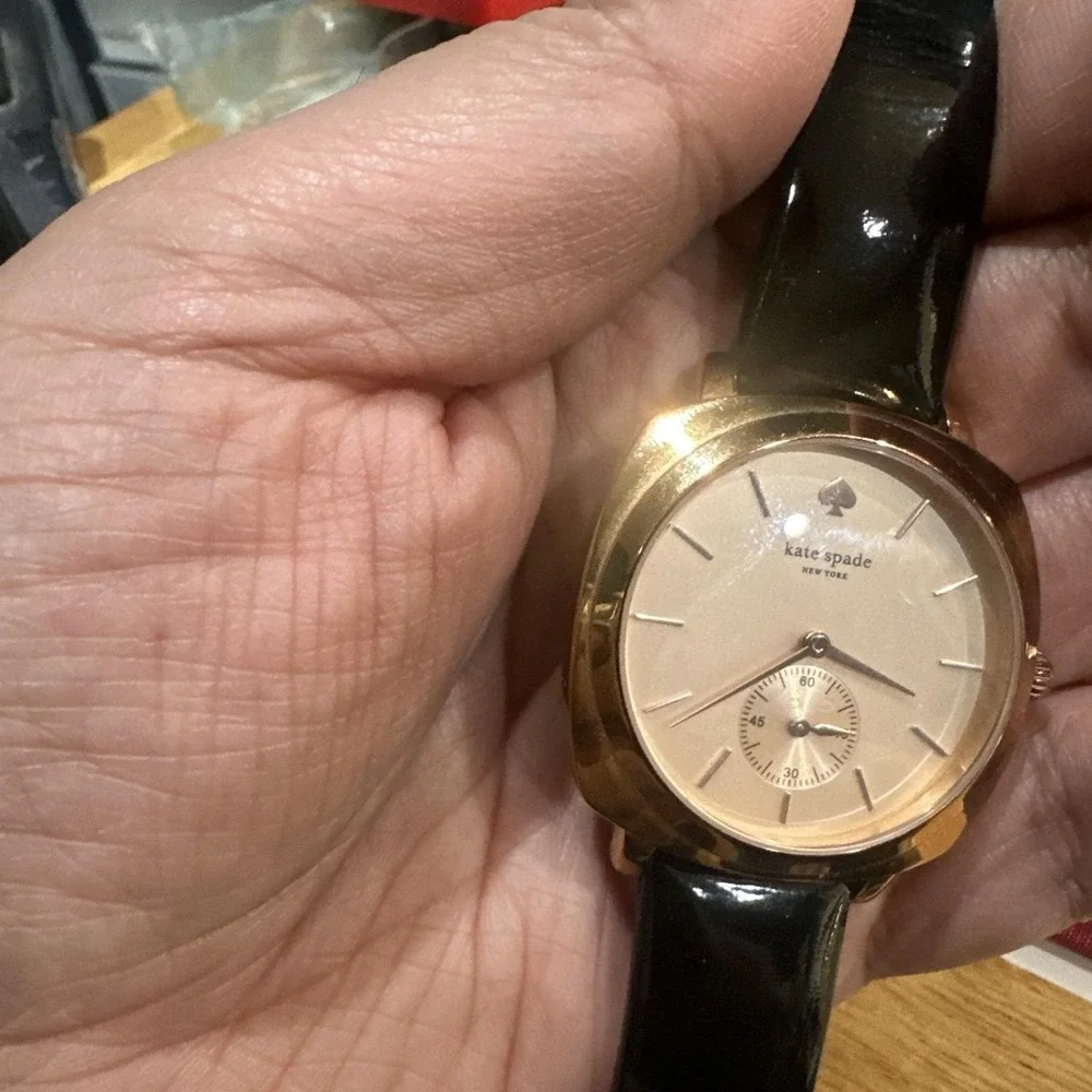 Works Kate Spade Live Colorfully Gold Tone Ladies Watch New Battery 38mm Fit 7.5